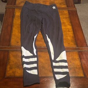 Adidas Leggings Black with White Stripes